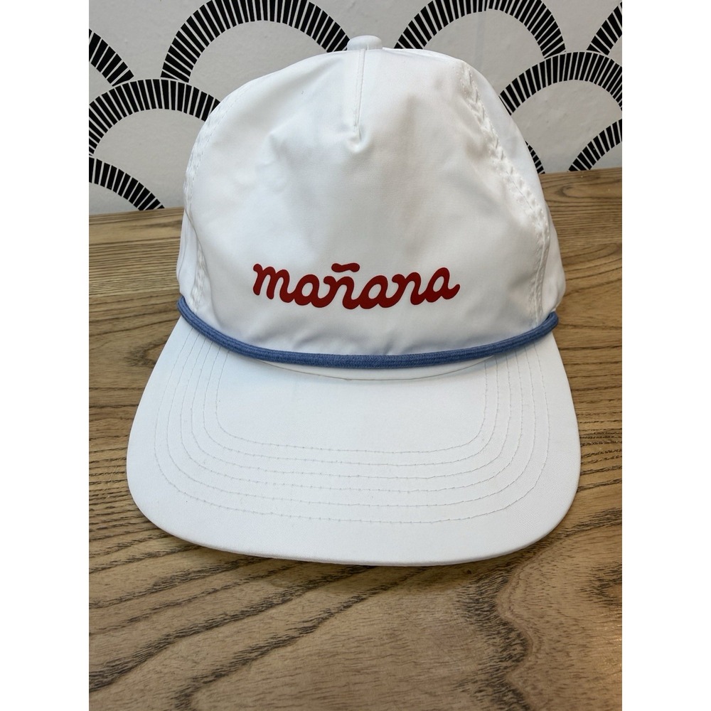 Manana Surfing Company Hat Cap Snap Back Rope Mens OSFA White Austin Texas.